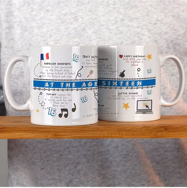 Afewhometruths Personalised 16th Birthday Mug with Name and Message in White – 1