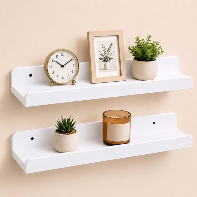 Innoteck Set of 2 White U-Shaped Floating Wall Shelves, 40 cm – 1