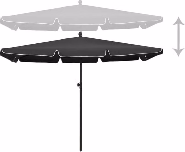 Berkfield Home Durable Garden Parasol with Pole, Anthracite and Black, W/D/H: 140 x 140 x 238 cm