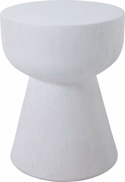Nordlys White Lacquered Composite Round End of Sofa Table for Indoor and Outdoor Use