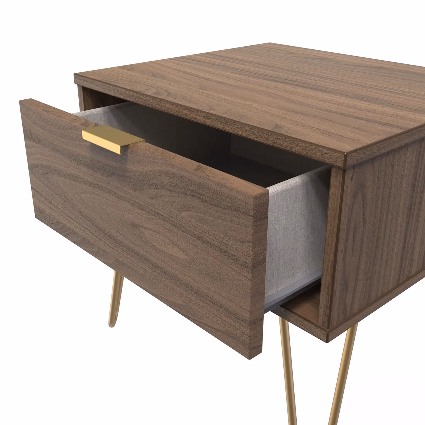 2 U Fuji Ready Assembled 1 Drawer Wide Side Table in Walnut Brown – 3