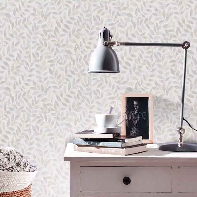 Erismann Grey Botanical Floral Vinyl Wallpaper Roll