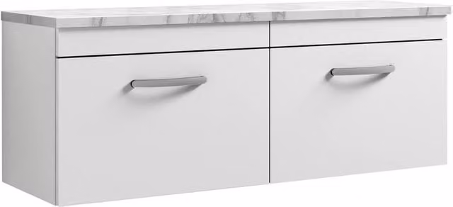 Balterley Millwich 2 Drawer Wall Hung Vanity Unit, Gloss White, W: 120 cm