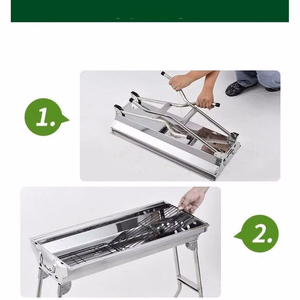 FLAVORA Stainless Steel Folding Charcoal Tabletop BBQ Grill in Silver, W: 100 cm, D: 15 cm, H: 15 cm – 2