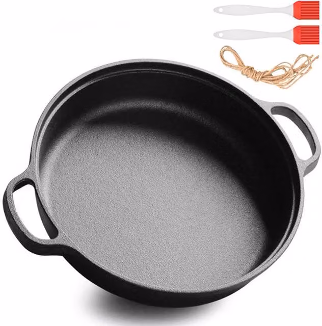 Ventryn Uncoated Cast Iron Frying Pan, Grill and Skillet in Black – 1