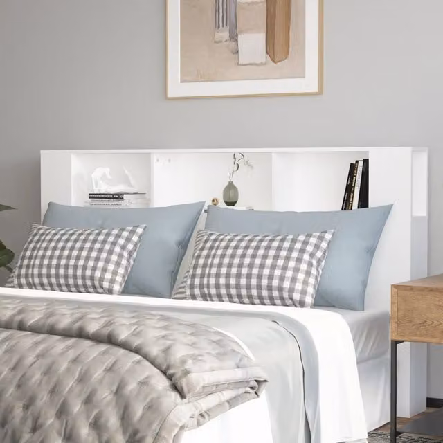 Berkfield Home Headboard Cabinet in White, W/D/H: 180 x 18.5 x 104.5 cm