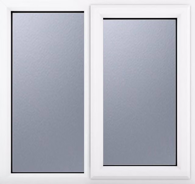 Crystal Direct White Right Hand Side Hung Obscure Glass Window with Fixed Light Window, W/H: 119 x 119 cm