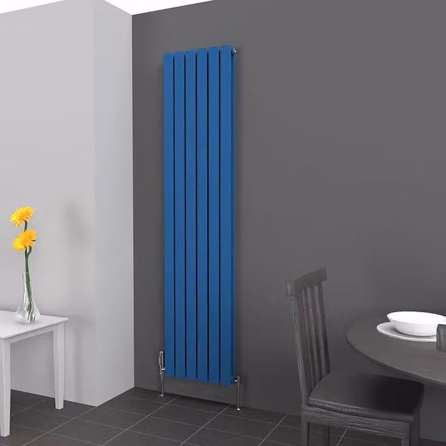 Lux Heat Flat Coloured Vertical Radiator in Galaxy Blue, H 180 cm x W 42 cm