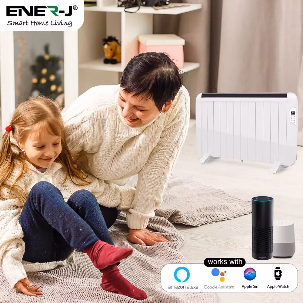 ENER-J 2000W Smart WiFi Electric Radiator Heater, White Aluminium Convector Panel, Wall Mounted, Depth: 5 cm, Height: 60 cm, Width: 58.5 cm – 2