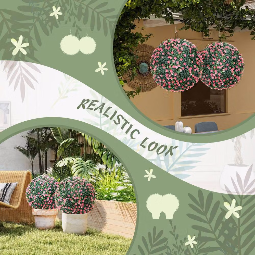Wyld Haus Notolu Kano Set of 2 Pink Artificial Boxwood Ball Plants – 4