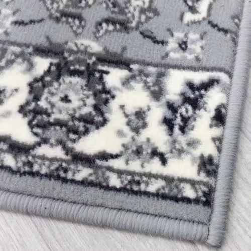 runrug Traditional Grey Hallway Runner Rug, Machine Woven Polypropylene, W/D: 70 x 330 cm, 9mm Thick – 3