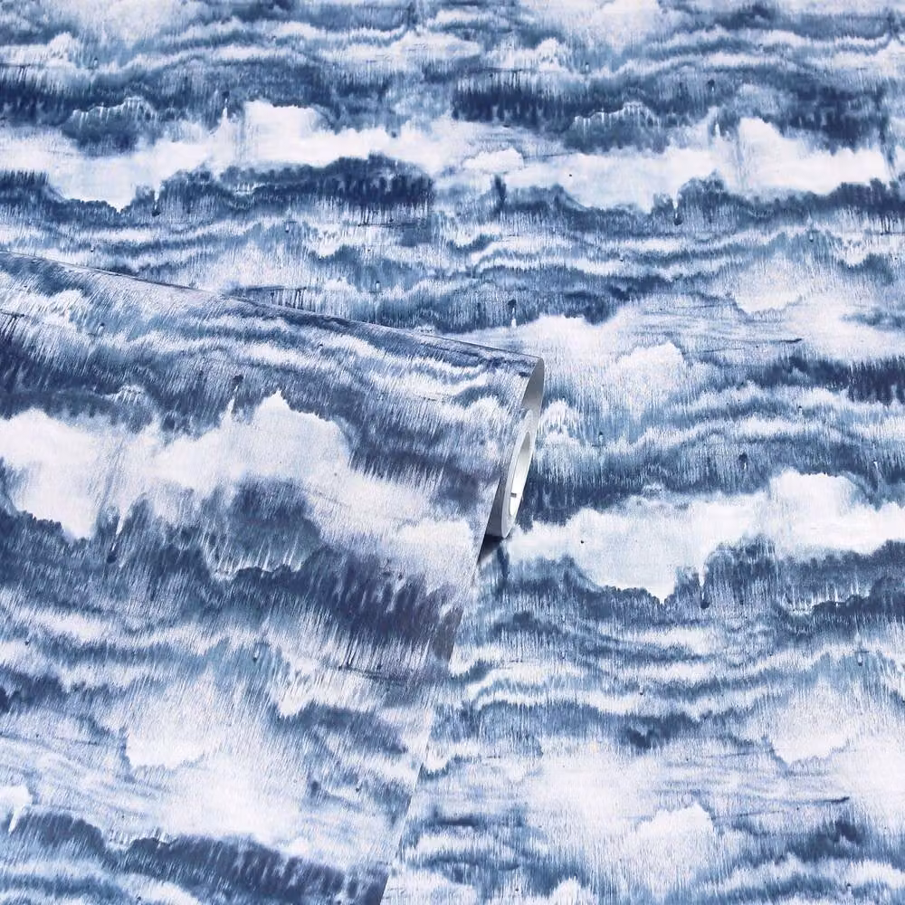 Arthouse Abstract Painted Canvas Wallpaper in Blue and White – 2
