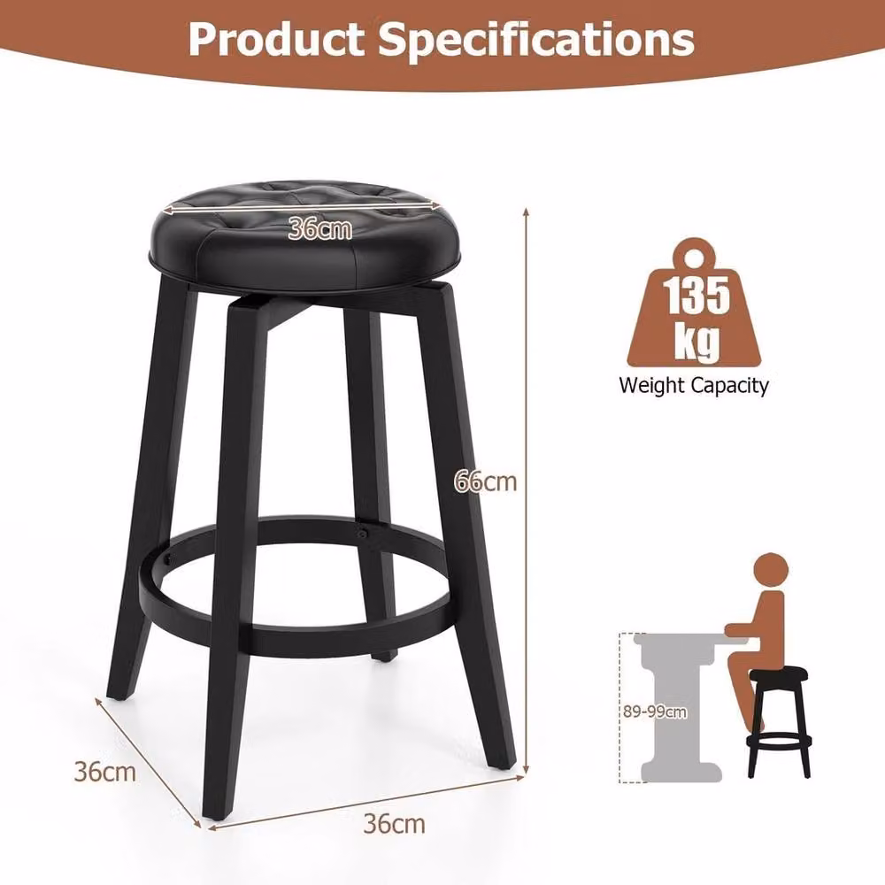 VOGREX Upholstered Counter Height Bar Stool in Black – 3
