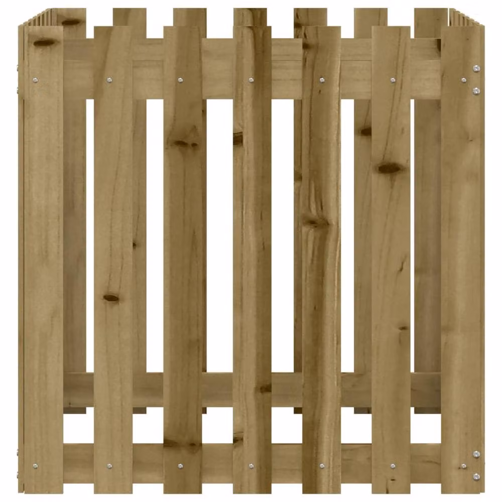 Berkfield Home Beautiful Garden Planter with Fence Design in Brown, W/D/H: 70 x 70 x 70 cm – 3