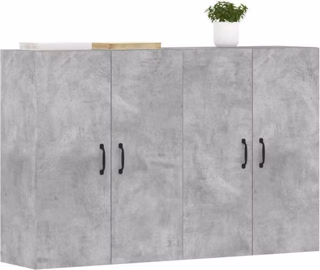 Berkfield Home Wall Mounted Cabinets, 2 Piece Set in Concrete Grey Engineered Wood