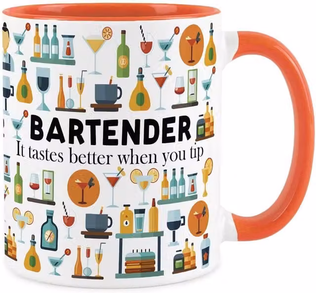 Purely Home Novelty Bartender Ceramic Mug in Orange