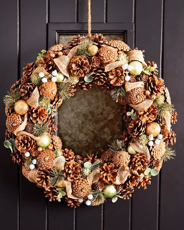 Dibor Giant Foliage Christmas Wreath in Multicolour and Brown, Diameter: 50 cm – 3