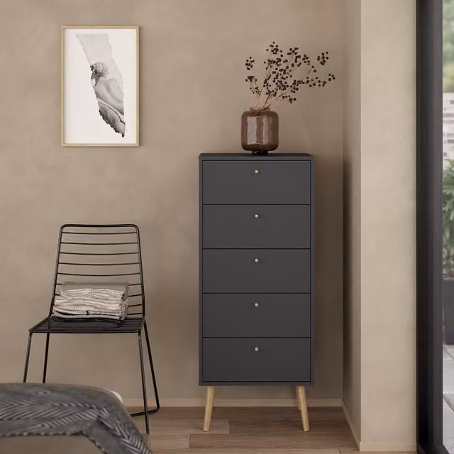 Furniture To Go Cumbria 5 Drawer Chest in Dark Grey