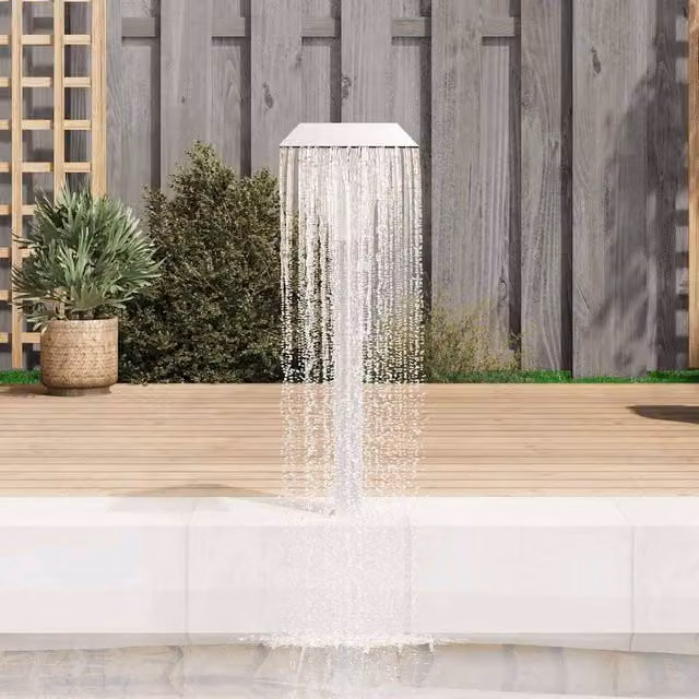 Berkfield Home Pool Fountain in Silver Stainless Steel, W/D/H: 50 x 30 x 90 cm