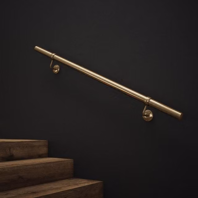 Rothley Antique Brass Stair Hand Rail Kit, Gold, Length: 120 cm