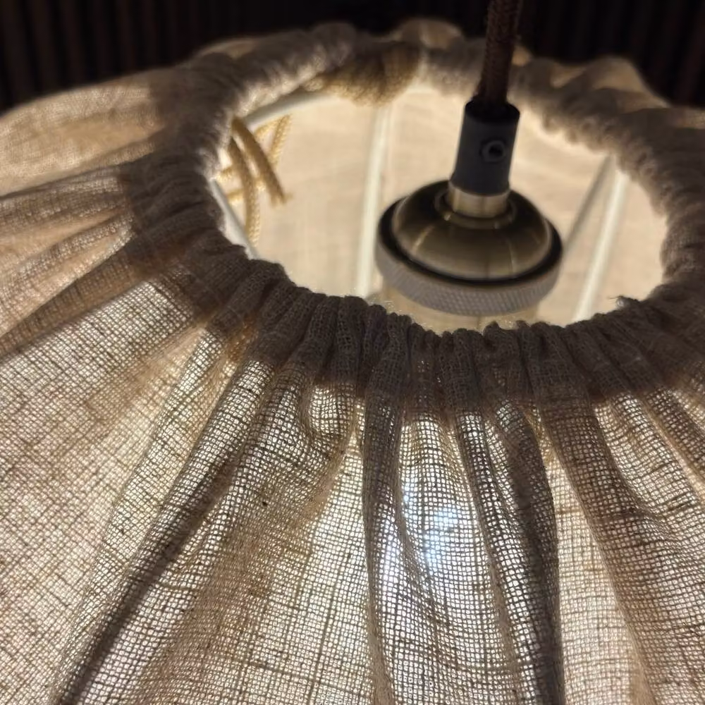 CGC Lighting Serafina Oval Linen Fabric Lampshade in Beige, Width: 45 cm – 7