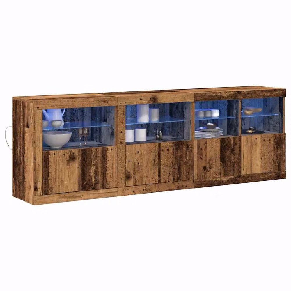 Berkfield Home Rustic Brown Sideboard with Integrated LED Lights, W/D/H: 202 x 37 x 67 cm – 3