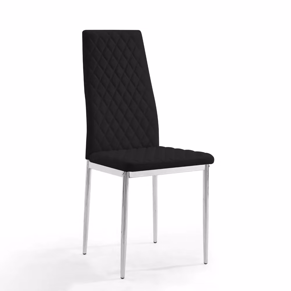Home Detail Sona Faux Leather Dining Chair Set of 6 in Grey with Silver Legs – 2