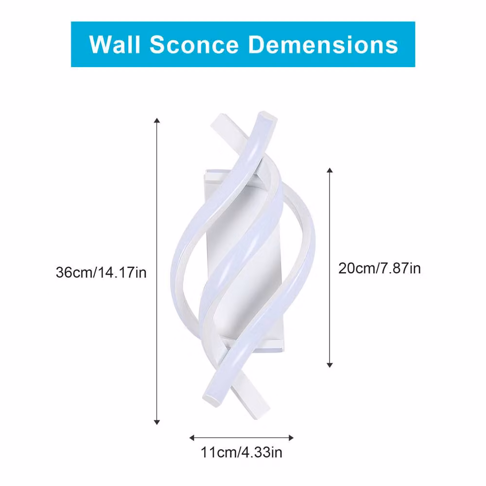 Pheashine White Spiral LED Wall Light, 22W, 6000K Cool White, Aluminium and Acrylic, Diameter: 36 cm – 3