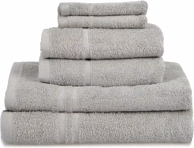 Allure Bath Fashions Hotel Essentials 6 Piece Cotton Towel Set in Silver Grey