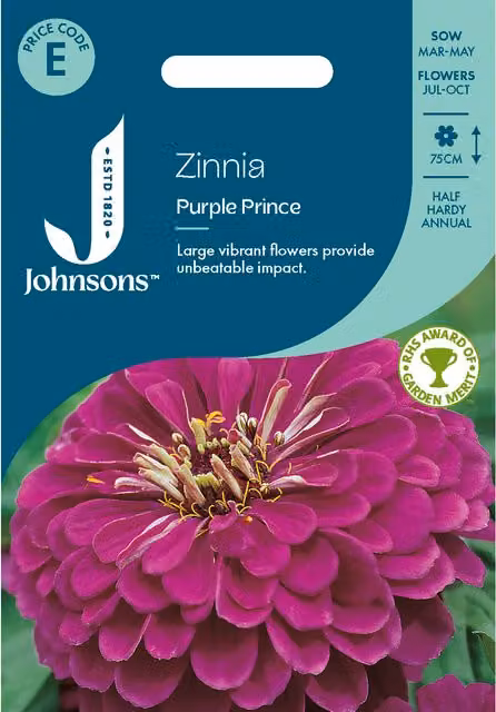 Johnsons Seeds Purple Prince Zinnia Ornamental Flower Seeds, Purple