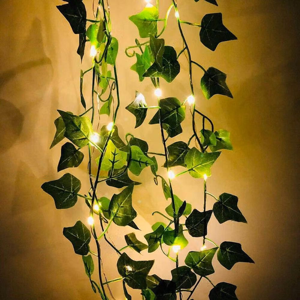 SPETLEK Green LED Ivy Leaf Garland Fairy String Lights with Warm White Glow, 2m – 3