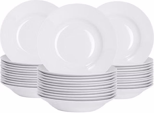 Argon Tableware Classic White Porcelain Soup Bowls, Pack of 36, Diameter: 23 cm