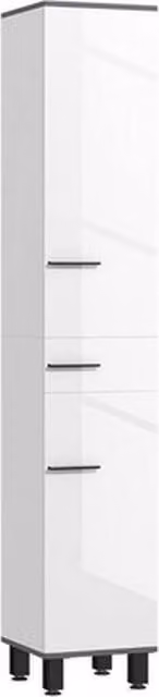 NESTLUNE Tall Slim Freestanding Bathroom Cabinet in High Gloss White