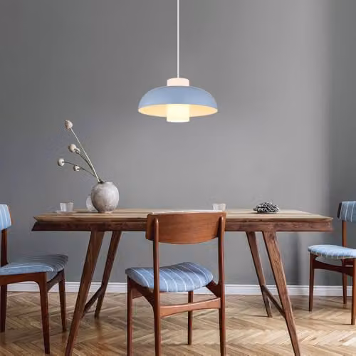 Globo Lighting Modern Blue Glass Dome Pendant Light with Adjustable Height and E27 Socket – 2