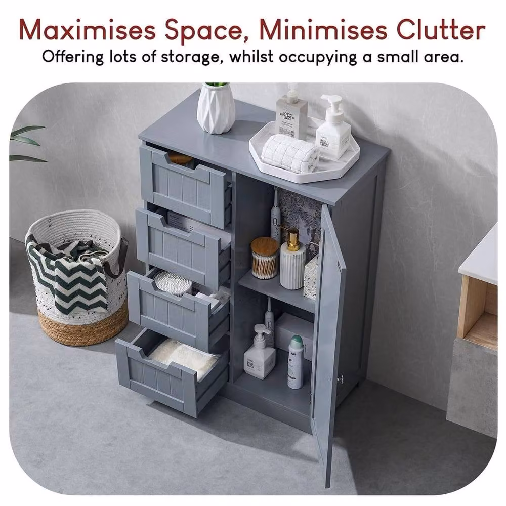 SPETLEK Modern 4 Drawer Freestanding Bathroom Storage Unit in Matt Grey – 3