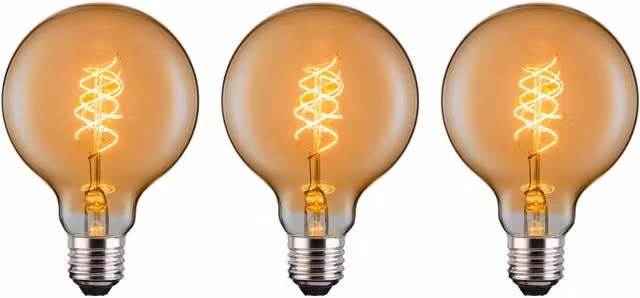 Ferretti Amber Globe E27 LED Spiral Filament Dimmable Bulb Pack of 3 in Transparent Glass – 1