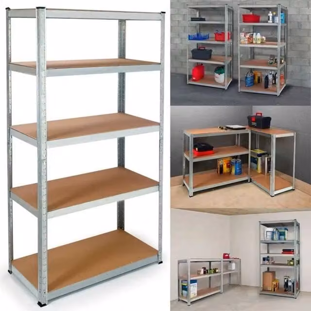 EONLION Heavy Duty 5 Tier Metal Garage Shelving in Brown, W/D/H: 100 x 30 x 200 cm