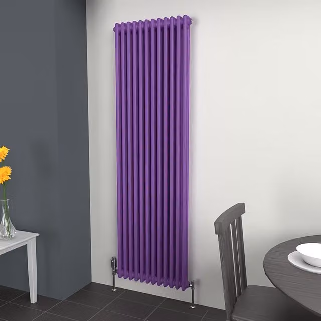 Lux Heat Vertical Coloured Column Radiator in Pretty Plum Purple, H 180 cm x W 56 cm