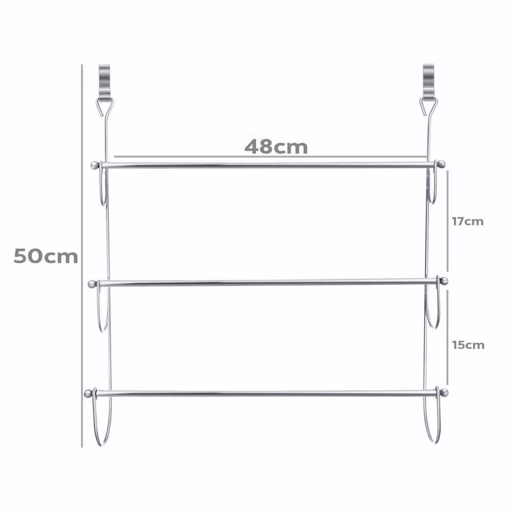 EONLION 3 Tier Over Door Hanging Towel Rail Holder in Silver – 2