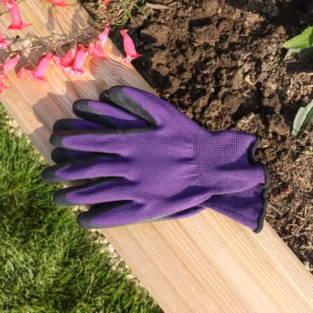 Garden Mile Heavy Duty Small Grip Rubber Gardening Gloves in Purple