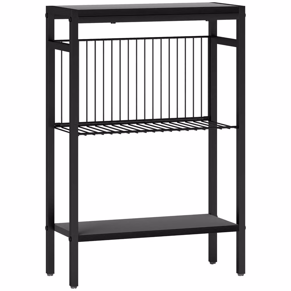 STILVORA Industrial Side Table with 3 Shelves and Black Steel Frame – 5