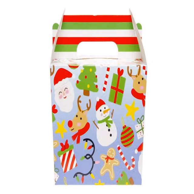 LG-Imports Pack of 12 White Christmas Paper Food Boxes W: 14 cm, D: 10 cm, H: 12 cm