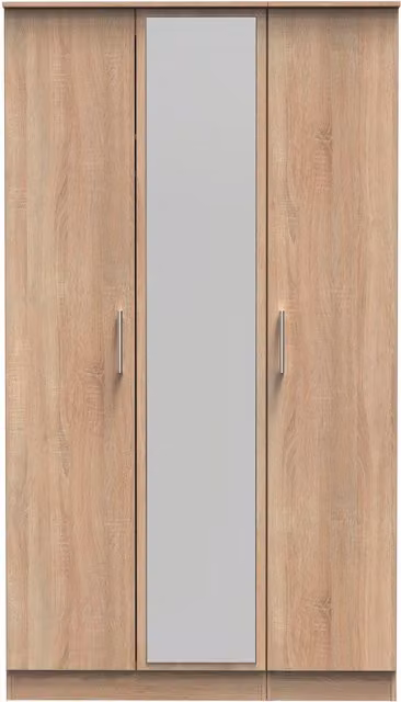 Ready Assembled 2 U Cornwall Tall Triple Mirror Wardrobe in Light Oak