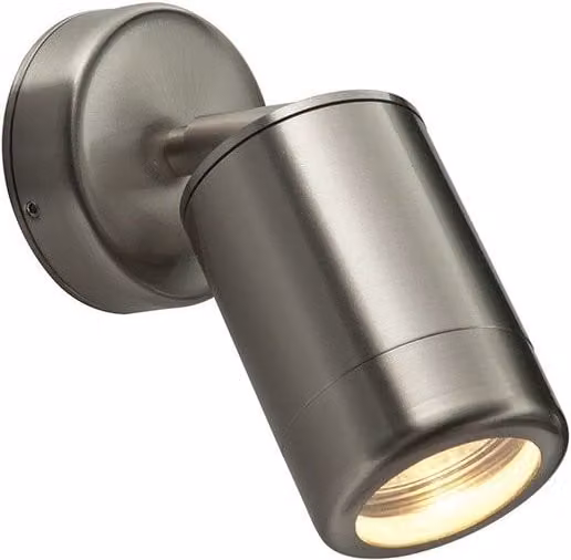 Netlighting Odyssey Adjustable Outdoor Wall Spot IP65 7W in Grey Brushed Stainless Steel with Clear Glass and GU10 Socket