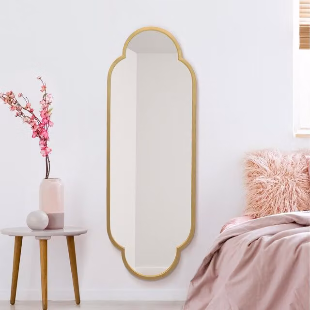 MirrorOutlet Modern Double Arched Wall Mirror in Gold and Black, Width: 150 cm