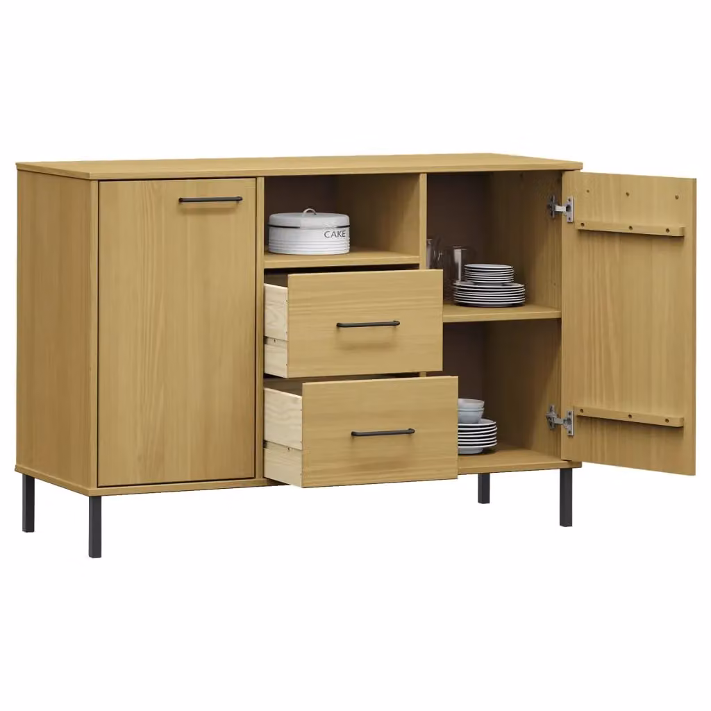 Berkfield Home Oslo Solid Wood Sideboard in Brown with Metal Legs, W/D/H: 113 x 40 x 77 cm – 2