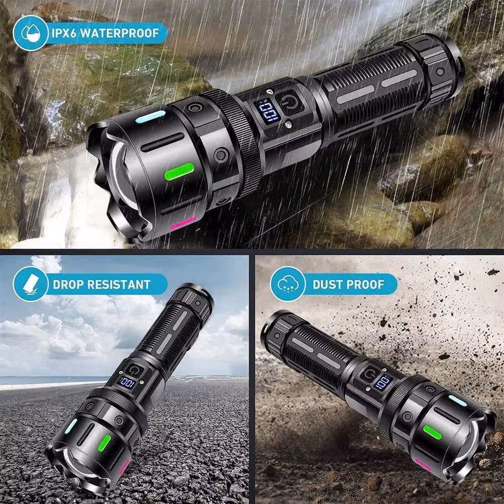 FLAVORA USB Rechargeable Super Bright LED Torch Lamp in Black – 3