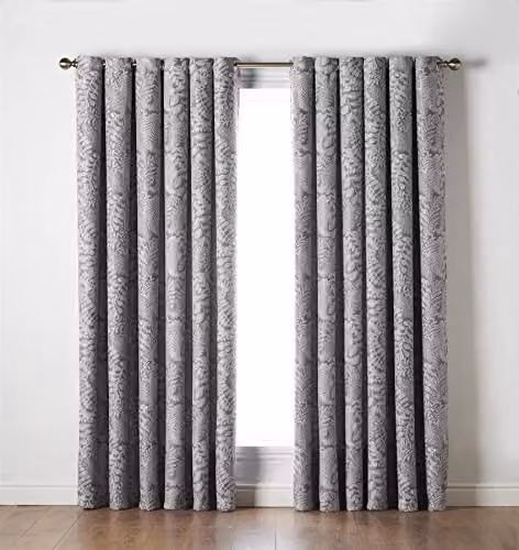 Alan Symonds FERNDOWN Graphic Opaque Ring Top Curtains, Latte, Pair, W: 229 cm, H: 183 cm