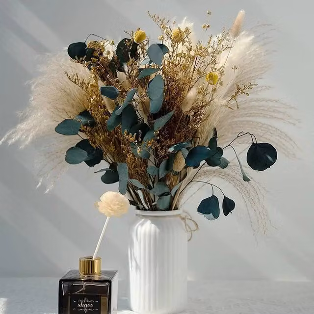 SPETLEK 26pcs Dried Pampas Grass Reeds in White, Beige and Multicolour