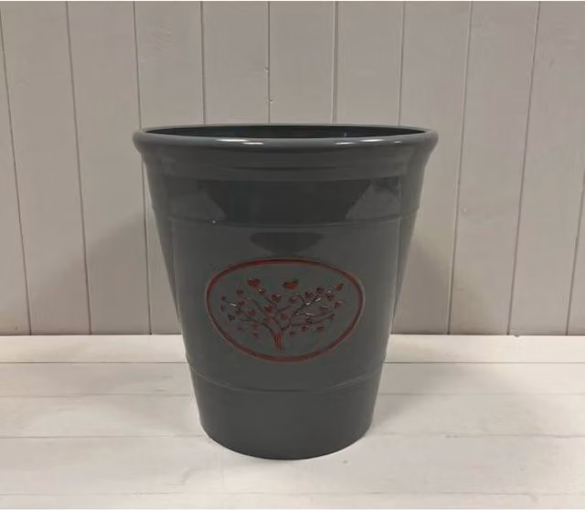 KDMD Grey Round Love Heart Tree Plastic Planter, 13 ltr, Dark Grey